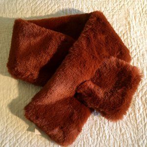 LOFT Faux Fur Scarf Cinnamon Red One Size